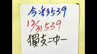【今彩539】12月31日(六)獨支二中一