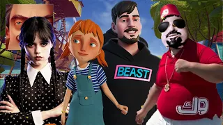 Hello Neighbor - My New Neighbor Mr Beast skrr skibidi dop boy Wednesday Addams Mya History Gameplay