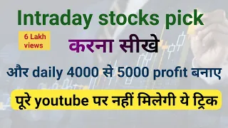 intraday stock selection best strategy | stock selection screener | Market Analysis | #intraday