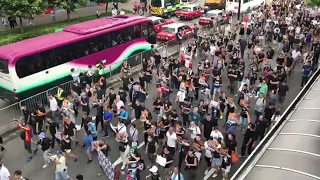 Hong Kong protesters marching from Salisbury Garden towards West Kowloon station