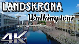 Landskrona Walking Tour 4k - Main street for shopping, food and drinks