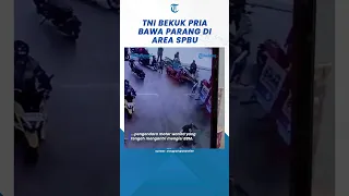 Detik detik Aksi Heroik TNI Bekuk Pria Bawa Parang di Area SPBU #shorts