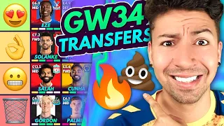 FPL GW34 BEST DOUBLE GAMEWEEK TRANSFERS! | Transfer Tier List DGW34 | Fantasy Premier League 2023/24