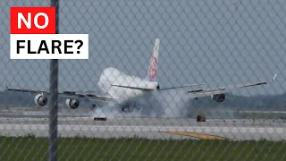 747 DOESN'T FLARE! - Then SLAMS INTO the GROUND