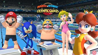 Mario & Sonic At The Olympic Games Tokyo 2020 Swimming Daisy Peach Wario Mario & Sonic Gameplay