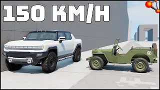 OLD SUV vs HUMMER EV! 150 Km/H CRASH TEST! - BeamNg Drive