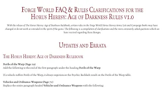 Age of Darkness FAQ 1.0 and the future of the Horus Heresy.