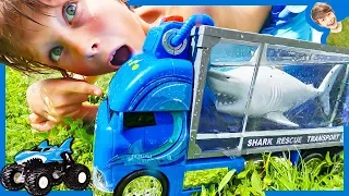 MONSTER TRUCK SHARK ATTACK RESCUE!