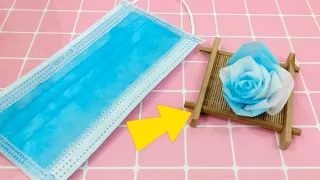 Face Mask Flower Making | Easy Rose Flowers using Face Mask | Face Mask RECYCLING Ideas.