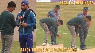 Sandy Tribute to Tribhuvan University Cricket Pitch | Sandy gives few advise to shaggy before T20 WC