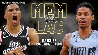 LA Clippers vs Memphis Grizzlies Full Game Highlights | Mar 29 | 2023 NBA Season