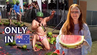 Russian girl in an Australian Countryside & watermelon skiing