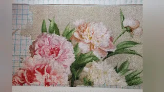 36. ЭСТЭ пионы Мадам Ренью. Вышивка .1 часть Embrodery  Broderie Pivoines