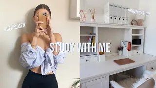 STUDY & CLEAN WITH ME | Schreibtisch neu organisieren, viel zu lernen & Motivation finden