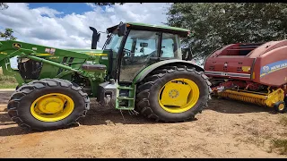 Brand new John Deere 6135E Transmission slipping 6135e Baling hay