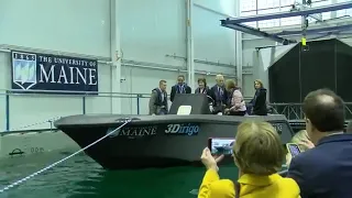 Watch UMaine’s 3D-printed boat take to the water