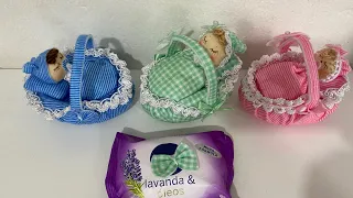 BEBÊ SABONETE - sachê cestinha perfumada! Lembrancinha perfeita! Todos vão amar fazer.