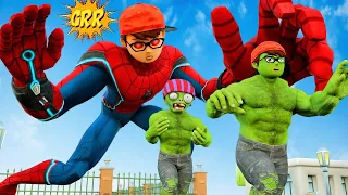 Nick Spider vs Zombies Hulk War - Scary Teacher 3D Battle Nick Hulk Animation