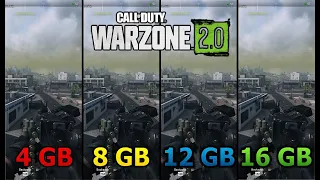 16 GB vs 12 GB vs 8 GB vs 4 GB RAM - Call of Duty Modern Warfare II Warzone 2.0