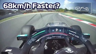 What does "68km/h faster" in F1 look like?