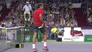 DJOKOVIC HITS FEDERER at net [ANGRY]