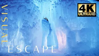 Ambient Winter Music Compilation | 4K Nighttime Ice Castle Ambience for Sleep and Relaxation