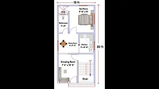 15 x 30 ft House Plan | 15x30 Ghar Ka Naksha | 15x30 House Design | 450 Sq ft House Plan