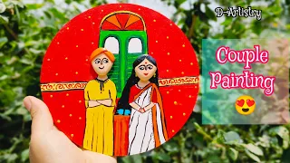 Couple painting with clay //wall hanging craft step by step tutorial