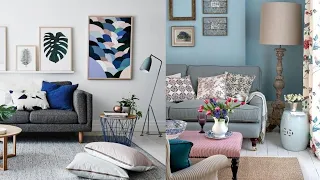 Blue and Grey Living Room Decorations. Grey Blue Decor Ideas for Home.