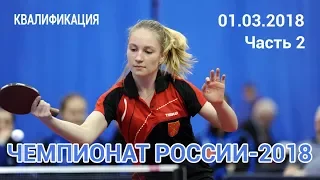 Чемпионат России-2018. Квалификация. 01.03.2018. 2-я половина дня. Столы 2 и 1