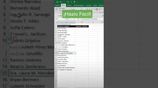 Ordena apellidos y nombres de una columna con relleno rápido de #excel