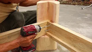 Simple But Amazing Woodworking Ideas // An Incredibly Strong And Easy Bed Out Of Stumps And Pallets