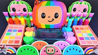 Cocomelon Rainbow Slime Mixing Random Cute, shiny things into slime #ASMR  #slimevideos #코코멜론슬라임