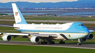 [4K] Air Force One Boeing VC-25A Takeoff from Moffett Federal Airfield