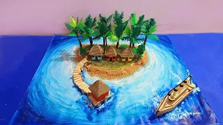 Island model project | lakshadweep model for school project | Diy island 3d model