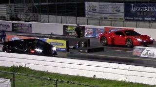 2015 Lamborghini Huracan vs 2014 Ferrari 458 Spider 1/4 Mile Drag Racing