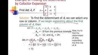 11.  Determinant using cofactor expansion