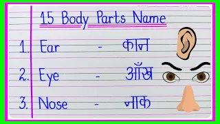 15 Body Parts Name in english and hindi | Human Body Parts Name | शरीर के अंगों के नाम |