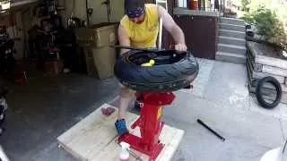 Motorcycle tire change with ebay tire changer