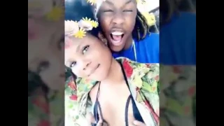 Crazy guy fondles girls boobs