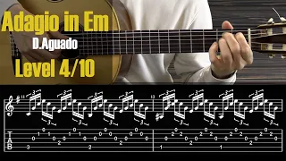 Adagio in Em [D.Aguado]. Guitar Tutorial With TAB. Fingerstyle.