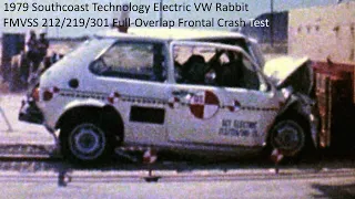 1979 Southcoast Technology (VW Rabbit EV) FMVSS 212/219/301 30 Mph Full-Overlap Frontal Crash Test