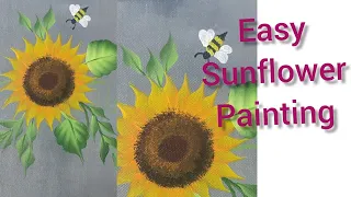 Easy Sunflower Painting | One Stroke Sunflower Painting | Acrylic Colours #Shorts