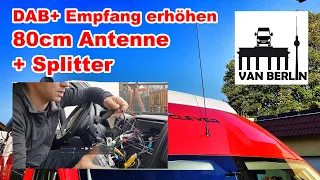 DAB Radio Empfang im Van verbessern | 80cm Toyota Antenne + Splitter anstelle DAB+ Spiegel Antenne