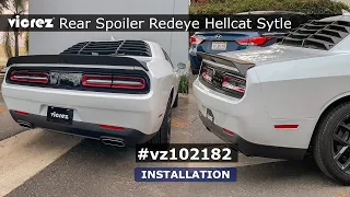 Vicrez Rear Spoiler Redeye Hellcat Style w/ Camera Hole vz102182 | Dodge Challenger | Installation