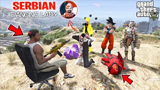 FRANKLIN & AVENGERS DESTROY SERBIAN DANCING LADY WITH GOKU & NARUTO TO SAVE SHINCHAN & CHOP IN GTA 5