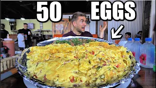 UNBEATABLE 50 EGG OMELET CHALLENGE (Only 30 Minutes?) | World's BIGGEST Breakfast Omelette Challenge