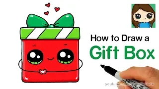 How to Draw a Gift Box Present Easy | Christmas Holiday