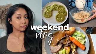 baking is therapy! weekend vlog: sunday roast, pr unboxing & matcha cookies 🍵 🍪