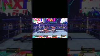 Chad Gable knocks out the Refree with a STOP SIGN 😂